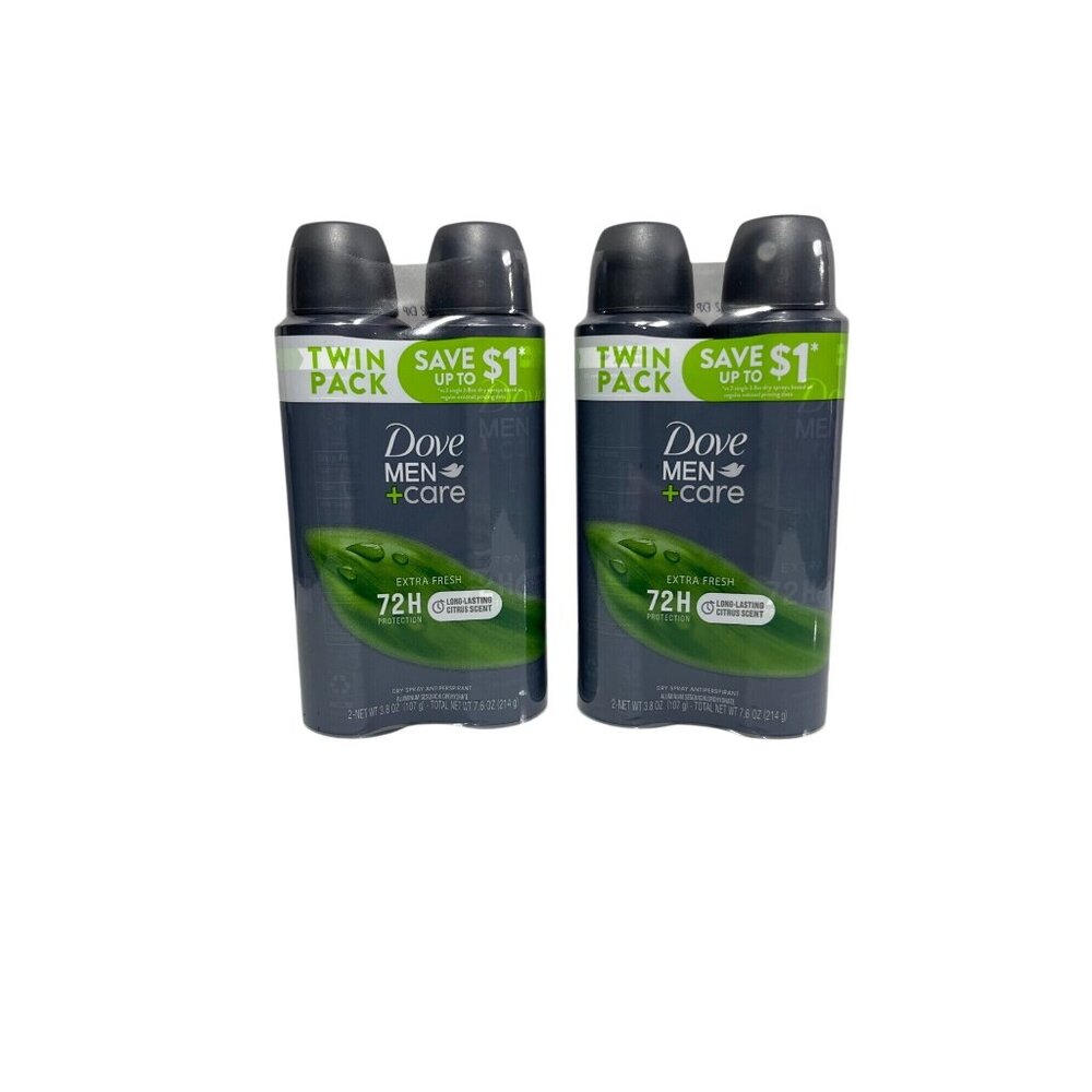 Lot of 2 Dove Men + Care Antiperspirant Spray 2-Pack 3.8 oz each (4)